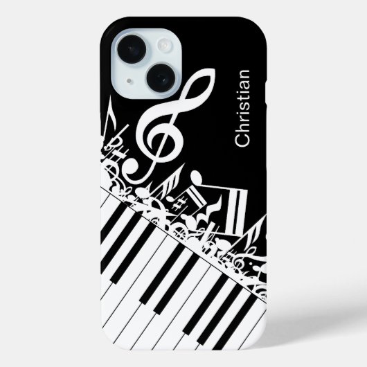 Personalisierte coole Musiknotizen und Klaviertast Case-Mate iPhone Hülle (Rückseite)