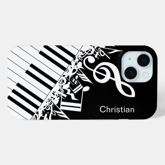 Personalisierte coole Musiknotizen und Klaviertast Case-Mate iPhone Hülle (Rückseite (Horizontal))