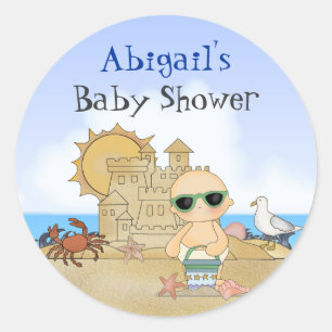 Personalisierte Coole Niedlich Beach Baby Boys Bab Runder Aufkleber