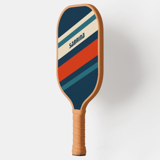 Personalisierte Coole Retro Rot Weiß & Blau Pickleball Schläger (Links)