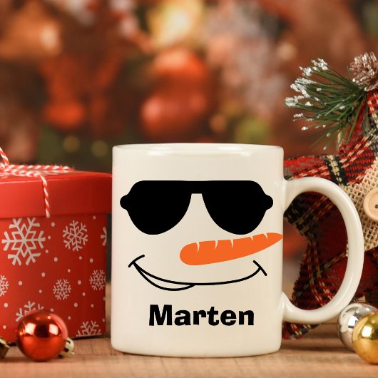 Personalisierte Coole Sonnenbrille Snowman Kaffeetasse