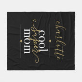 Personalisierte Coole Super Mama Schwarz und Gold Fleecedecke (Vorderseite (Horizontal))