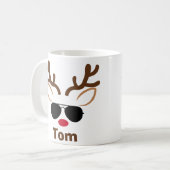 Personalisierte Coole Weihnachtsmann-Rentiere Weih Kaffeetasse (Vorderseite Links)