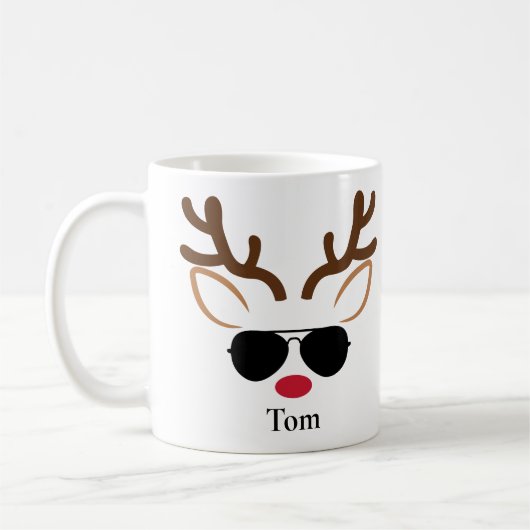 Personalisierte Coole Weihnachtsmann-Rentiere Weih Kaffeetasse (Links)