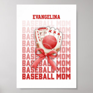 Personalisierte Coquette BASEBALL MOM Muttertag Poster