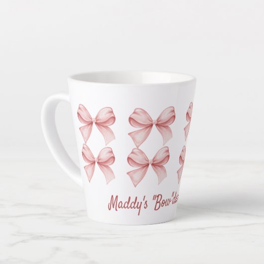 Personalisierte Coquette "Bow" dacious Pink Bow Milchtasse (Linke Ecke)