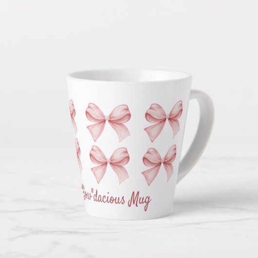 Personalisierte Coquette "Bow" dacious Pink Bow Milchtasse (Rechte Ecke)