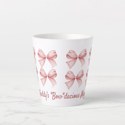 Personalisierte Coquette "Bow" dacious Pink Bow Milchtasse (Vorderseite)
