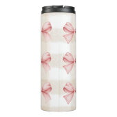 Personalisierte Coquette Bows mit Beige Gingham Thermosbecher (Rückseite)