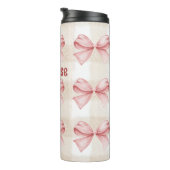 Personalisierte Coquette Bows mit Beige Gingham Thermosbecher (Nach rechts gedreht)