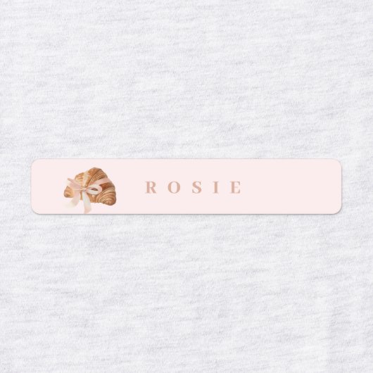 Personalisierte Coquette Croissant Pink Ribbon Etiketten (Design 1)