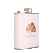 Personalisierte Coquette Croissant Pink Ribbon Flachmann (Rechts)