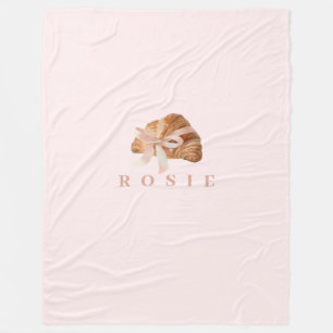 Personalisierte Coquette Croissant Pink Ribbon Fleecedecke