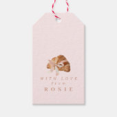 Personalisierte Coquette Croissant Pink Ribbon Geschenkanhänger (Vorderseite)