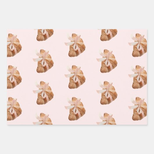 Personalisierte Coquette Croissant Pink Ribbon Geschenkpapier Set (Vorderseite 3)