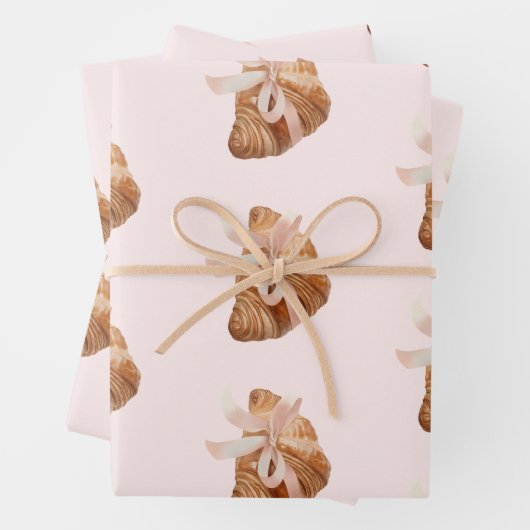Personalisierte Coquette Croissant Pink Ribbon Geschenkpapier Set (Beispiel)