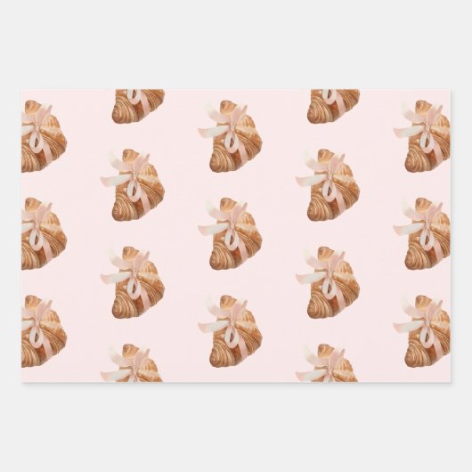 Personalisierte Coquette Croissant Pink Ribbon Geschenkpapier Set (Vorderseite)