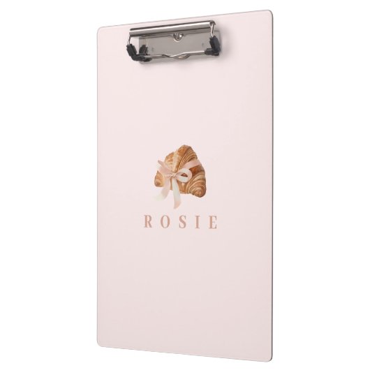 Personalisierte Coquette Croissant Pink Ribbon Klemmbrett (Links)