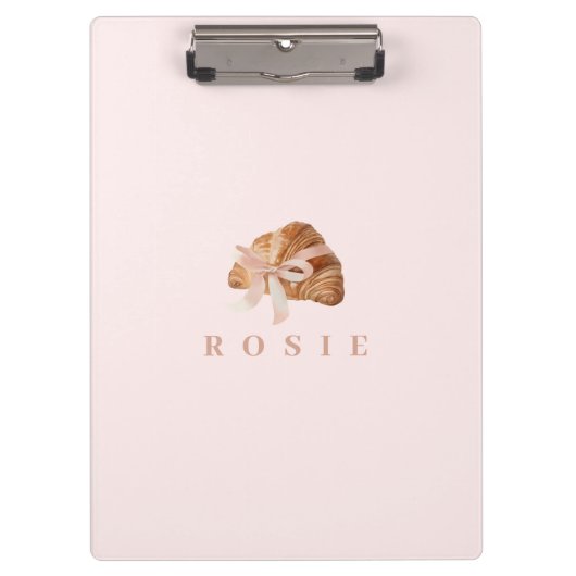 Personalisierte Coquette Croissant Pink Ribbon Klemmbrett (Vorderseite)