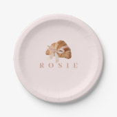 Personalisierte Coquette Croissant Pink Ribbon Pappteller (Vorderseite)