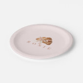 Personalisierte Coquette Croissant Pink Ribbon Pappteller (Schrägansicht)