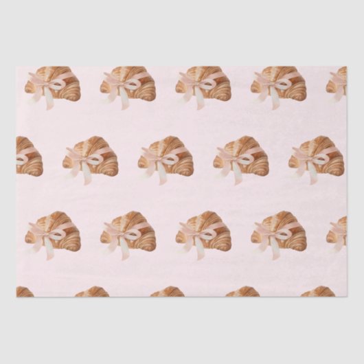 Personalisierte Coquette Croissant Pink Ribbon Seidenpapier (Vorderseite)