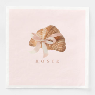 Personalisierte Coquette Croissant Pink Ribbon Serviette