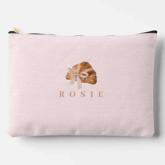Personalisierte Coquette Croissant Pink Ribbon Zubehörtasche (Vorderseite)