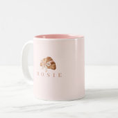 Personalisierte Coquette Croissant Pink Ribbon Zweifarbige Tasse (Vorderseite Links)