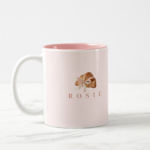Personalisierte Coquette Croissant Pink Ribbon Zweifarbige Tasse
