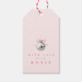 Personalisierte Coquette Diskothek Ball Rosa Band Geschenkanhänger (Vorderseite)