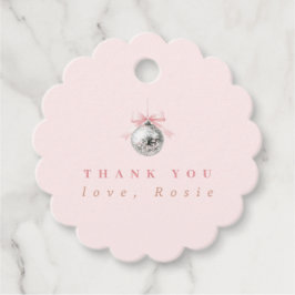 Personalisierte Coquette Diskothek Ball Rosa Band Geschenkanhänger