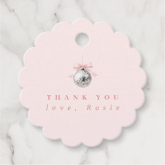 Personalisierte Coquette Diskothek Ball Rosa Band Geschenkanhänger