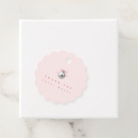 Personalisierte Coquette Diskothek Ball Rosa Band Geschenkanhänger (Beispiel)