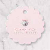 Personalisierte Coquette Diskothek Ball Rosa Band Geschenkanhänger (Vorderseite)