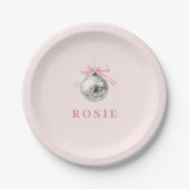 Personalisierte Coquette Diskothek Ball Rosa Band Pappteller (Vorderseite)