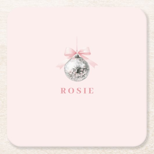 Personalisierte Coquette Diskothek Ball Rosa Band Rechteckiger Pappuntersetzer (Vorderseite)