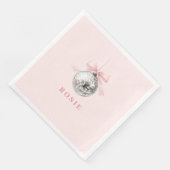 Personalisierte Coquette Diskothek Ball Rosa Band Serviette (Ecke)