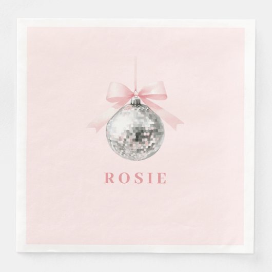 Personalisierte Coquette Diskothek Ball Rosa Band Serviette (Vorderseite)