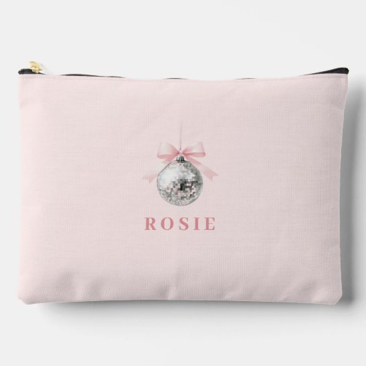 Personalisierte Coquette Diskothek Ball Rosa Band Zubehörtasche (Vorderseite)