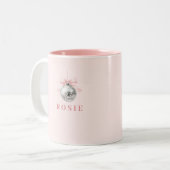 Personalisierte Coquette Diskothek Ball Rosa Band Zweifarbige Tasse (Vorderseite Links)
