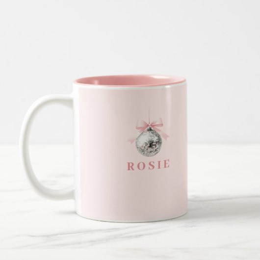 Personalisierte Coquette Diskothek Ball Rosa Band Zweifarbige Tasse (Links)