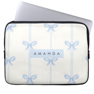 Personalisierte Coquette Pastell Hellblaue Schleif Laptopschutzhülle
