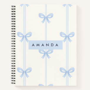 Personalisierte Coquette Pastell Hellblaue Schleif Notizblock