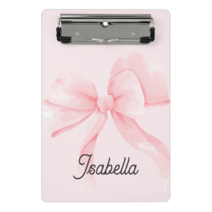 Personalisierte Coquette Rosa Schleife Mädchen Mini Klemmbrett