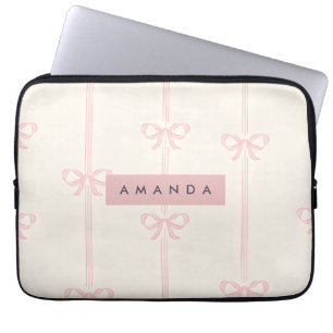 Personalisierte Coquette Rosa Schleifenband Laptopschutzhülle