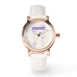 Personalisierte Coquette-Schleifen-Name Mädchenhaf Armbanduhr