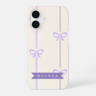Personalisierte Coquette-Schleifen-Name Mädchenhaf iPhone 16 Hülle