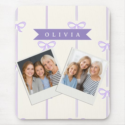 Personalisierte Coquette-Schleifen-Name Mädchenhaf Mousepad (Vorne)