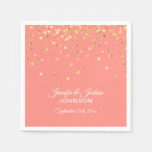 Personalisierte CORAL Peach Gold Confetti Hochzeit Serviette (Vorderseite)